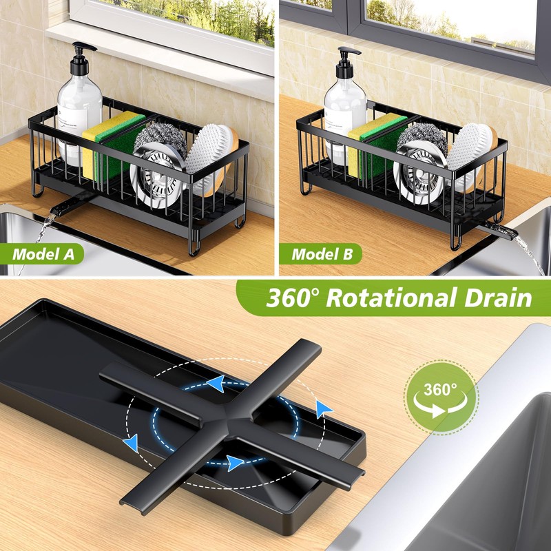 PKBD Kitchen Sink Caddy, Rustproof 304 Stainless Steel Sponge Holder