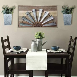 LESEN LESEN Galvanized Metal Wall Planter,Farmhouse Wall Decor Hanging Wall Vase Pocket Planters Flowers Holder Country Rustic Home Wall Decor,Set of 2