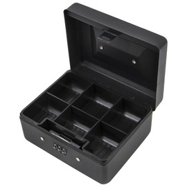 Small Security Lock Box with Coin Tray Metal Material with Stainless Steel Handle Time to Sparkle 15 * 12 * 8cm Matt Black