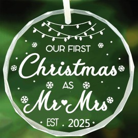 Wedding Gifts Hanging Ornament, Wedding Gifts for Couples 2025, Wedding Gifts for Bride, Bridal Shower Gifts - First Christmas Married Ornamen (Wedding)