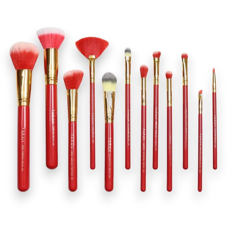 F.A.R.A.H Premium 12 Piece Makeup Brush Set - Red Siren
