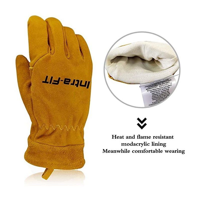 Intra-FIT Wildland Firefighting Gloves, NFPA Professional Firefighter Gloves, Cowhide Leather,