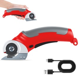 Cardboard Cutter Electric, 2000 mAh Electric Scissors, 4.2 V Electric Scissors with Safety Switch, for Fabrics Carpets Leather (Red)