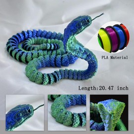 SAMIQU 3D Printed Cobra Joint Free Naja,Articulated Lifelike Snake Collectible Figurine,Perfect for Home Office Décor & Gift (Blue)