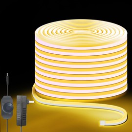 Lucienstar LED Neon Rope Lights, 32.8Ft Warm White Led Strip Light Set, with 24V Power Adapter, IP67 Waterproof, Flexible DIY, Silicone Dimmable Neon Strip Light for Bedroom, Indoor, Outdoor