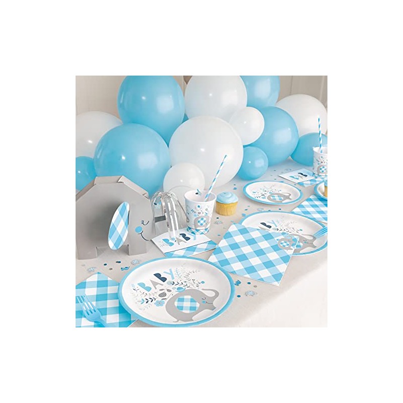 Unique Blue Floral Elephant Round 9" Dinner Plates, 8ct