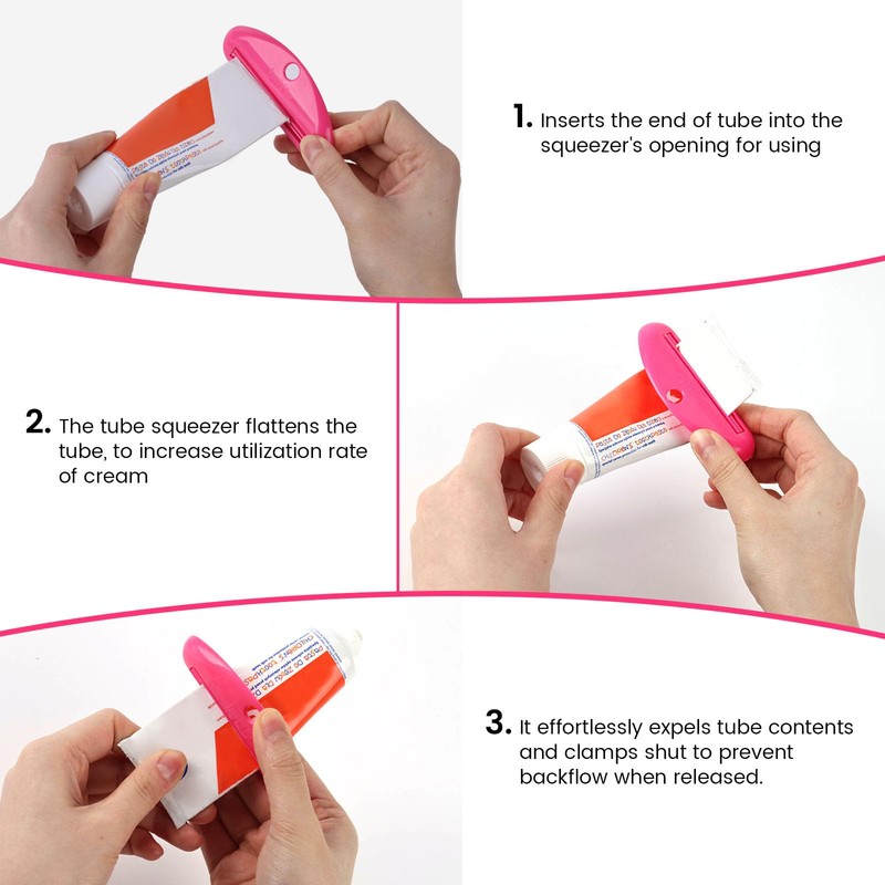 LOVEINUSA Toothpaste Tube Squeezer Dispenser, 4PCS Hanging Tooth Paste Clips