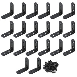 Pxyelec L Corner Bracket Set 3mm Thicker Brace Corner Joint Right Angle Bracket Fastener, Fixture Protector for Wood, 50mm x 50mm x 20mm, Pack of 20