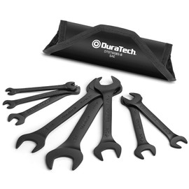DURATECH Super-Thin Open End Wrench Set, SAE, 8-Piece,1/4" to 1-1/16", Black Electrophoretic Coating, with Rolling Pouch