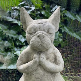 MINGZE Meditating French Bulldog Figurine, Garden Resin Meditation Buddha Dog Yoga Statue Sculpture Decorative Collectible for Home Garden Yard Courtyard Indoor Decoration Ornament