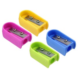 PATIKIL Pencil Sharpeners, 1 Set/4Pcs Plastic Manual Pencil Sharpener Single Hole Pencil Sharpeners for Office Classroom Art Painting, Red/Yellow/Green/Blue