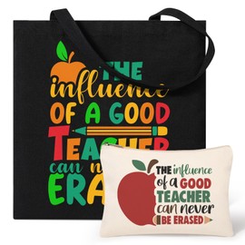 Teacher Gifts for Women, Teacher Appreciation Gifts Canvas Tote Bag with Comestic Bag, Christmas Gifts for Teachers, Thank You Teacher Gift from Student