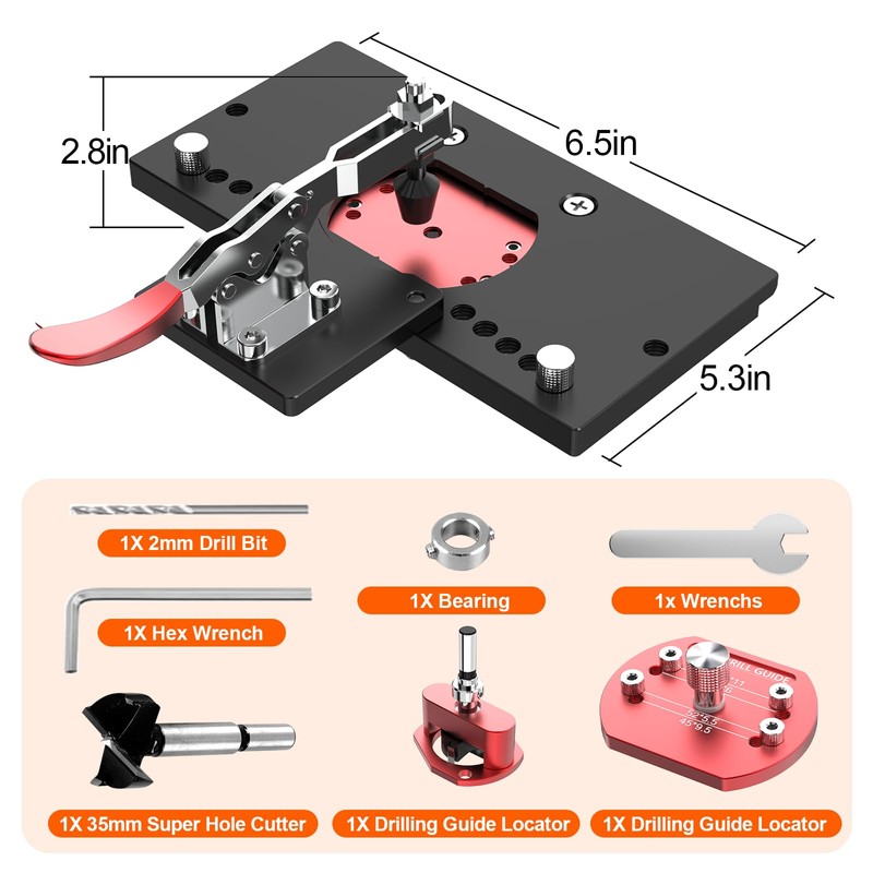 M-T Concealed Hinge Jig, 35mm Metal Cabinet door Hinge Hole