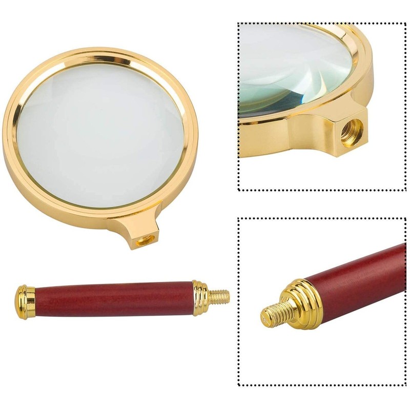 60mm Handheld Magnifier, Wooden Handle 15x Magnifying Glass for Home
