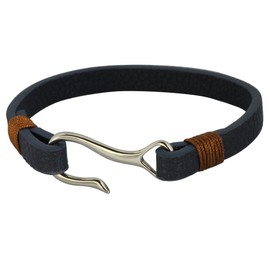 Leather Faux Ankle Wrist Friendship Nautical Jewelry Fishing Hook Charm Bracelet in 316L Stainless Steel/Navy Blue/Brown 925 Sterling Silver with a S Hook Clasp for Men and Women