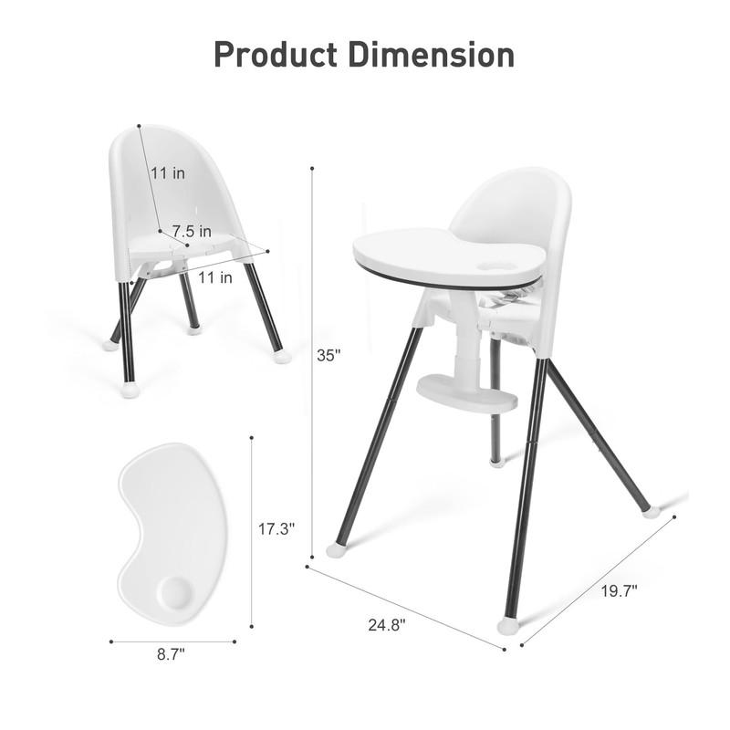 Funny Supply 3-in-1 Foldable High Chair, Portable & Convertible Baby