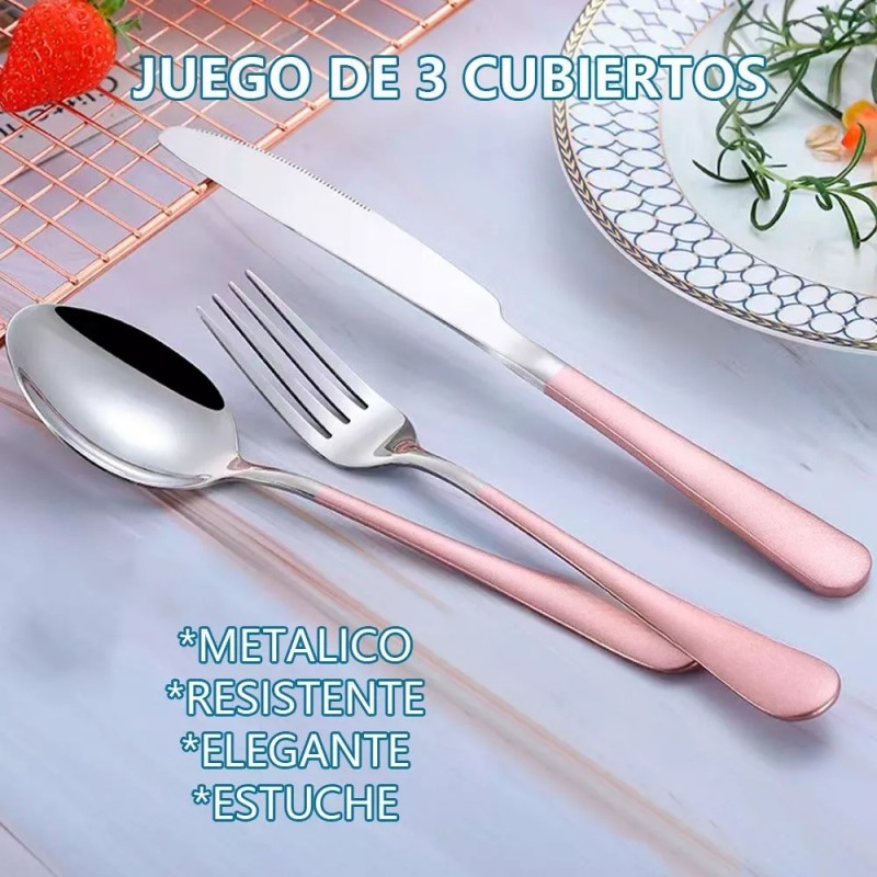 EGTMA Juego De 3 Cubiertos Portátil De Acero Inoxidable