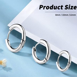 LINXINS Sleeper Earrings for Women, 3Pairs Silver Hoop Earrings for Women, Silver Sleeper Earrings for Women 8/10/12mm