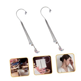 Mikinona Fashionable Rhinestone Ear Tassels Ear Clip Earrings Jewelry No Piercing Earrings for Women