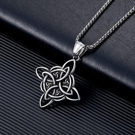 HannaFires Nordic Vintage Celtic Knot Pendant Viking Necklace Retro Accessory Knot Design Neck Accessory