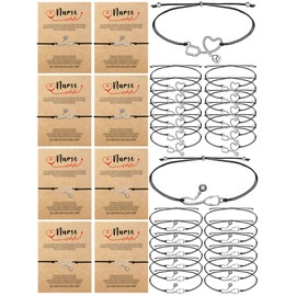 Juego de 40 Tarjetas de Apreciación Pulseras con Estetoscopio RN para Enfermera Mujer Regalo de Graduación (Estilo Fresco)