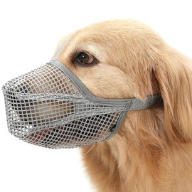 Dog Muzzle, 1 x Adjustable Soft Muzzle, Breathable Dog Mask, Prevent Eating, Bitting, Barking, Mouth Cover for Small Medium Large Dogs (Grey, S)