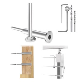 RiaYer 10-Pair Flat Head Invisible Cable Railing Kit, Invisible Receiver and Swage Stud End, 1/8" Swage Tensioner and Terminal Hidden for Wood/Metal Post, T316 Stainless Steel Cable Railing Hardware