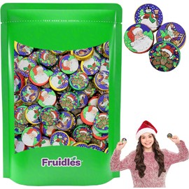 Fruidles Christmas Rich Disc Chocolate, Party Bag Fillers, Individually Wrapped Silver Foils, Kosher Certified Dairy (1 Pound)