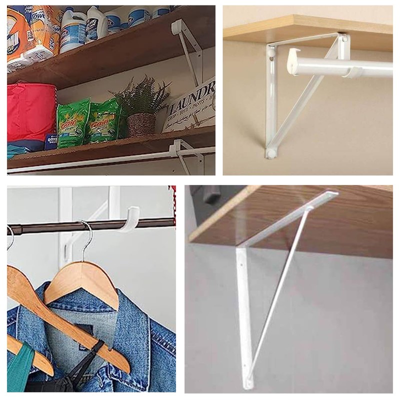 8 Pack Heavy Duty Closet Shelf & Rod Brackets, Wall