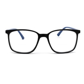 SA106 Womens Thin Plastic Horn Rim Rectangle Bi-focal Reading Glasses +3.5 Black Blue