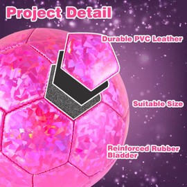 DLUGOPIS 2 Pieces Sparkling Pink Mini Soccer Ball Size 2 Sport Ball for Toddlers PVC Backyard Outdoor Toys for Little Boys Girls Kindergarten Student 6 +Years (2)