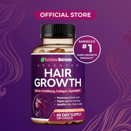 24-in-1 Advanced Hair Growth Vitamins with Biotin 10,000mcg, Collagen, OptiMSM, goMCT & Saw Palmetto | Supports Hair Regrowth, Skin & Nail Health | 60 Day Supply