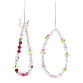 AGEN KGEN Colorful Beaded Phone Charms & Chains - Handmade Cell Phone Lanyards, Wrist Straps Cute Butterfly Design for Women