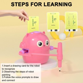 Noaya Drawing Robot Toy - Drawing Robots for Kids, Kids Learning Robots with 100 Cards, Painting Desk Robot, Interactive Educational Toy for Children, Blue