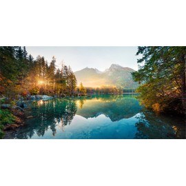 AWERT 36x18 inches Nature Landscape Aquarium Background River Mountain Autumn Scenery Fish Tank Background Vinyl Background