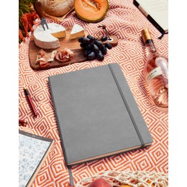BEECHMORE BOOKS Ruled Notebook - British A4 Journal XL 8.5" x 11.5" Hardcover Vegan Leather, Thick 120gsm Cream Lined Paper | Gift Box | Graphite Grey