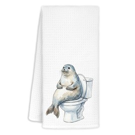 Seal Bathroom Hand Towel Decor, Seal Lovers Gifts Decorative Hand Towels for Kids Bathroom, Funny Seals Kitchen Towels, Soft and Absorbent Kitchen Towels Dishcloth 16x24 Inch