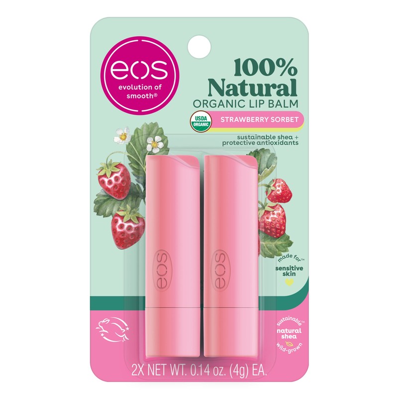 eos Organic Stick Lip Balm - Strawberry Sorbet | Certified