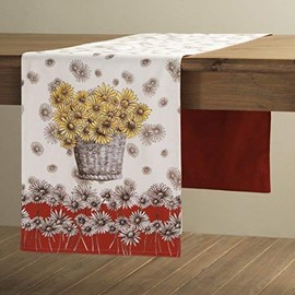Maison d' Hermine Table Runner 100% Cotton Decorative Table Runners, Dining, Kitchen, Parties & Camping, Thanksgiving/Christmas 14.50"x72" Bagatelle (Double Layer)