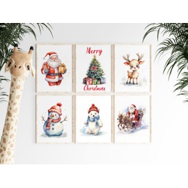 Generisch Dreamy Doodles® Poster Set of 6 Christmas Pictures High-Quality A4 Print without Frame Children's Pictures Children's Room Cute Festive Christmas Motifs