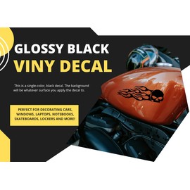 AG- Skull Flame Sticker Set, 2-Piece Vinyl Decals for Car Motorcycle Tank Vinyl Racing Sports Flame Stripe Decal (White)