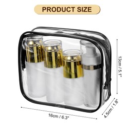 uxcell Clear Toiletry Bag, 12 Pcs PVC Transparent Makeup Bag for Women Man, Cosmetic Pouch Bags with Zipper for Travel Makeup Organizer Pouch, Black(L Size)