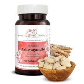Ashwagandha Tablets of 450 mg Active Ingredient (Indian Ginseng, Sleep Berry), 100 Tablets, Premium Quality, Tablets Instead of Capsules, Made in Austria, Vegan