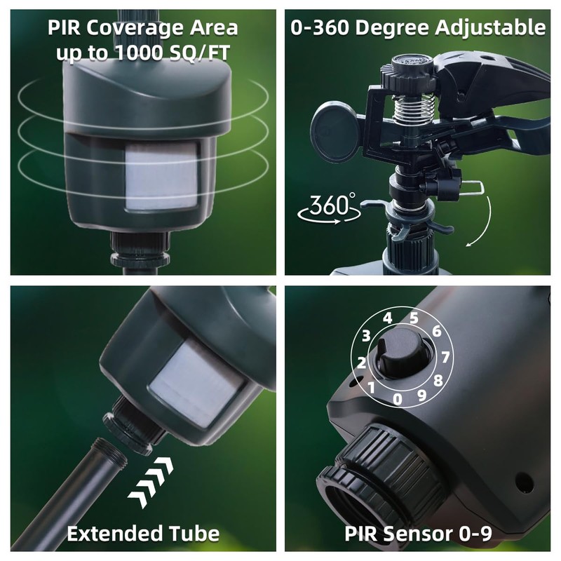 Motion Activated Sprinkler to Deter Animal Cat, Birds, Dogs Repellent