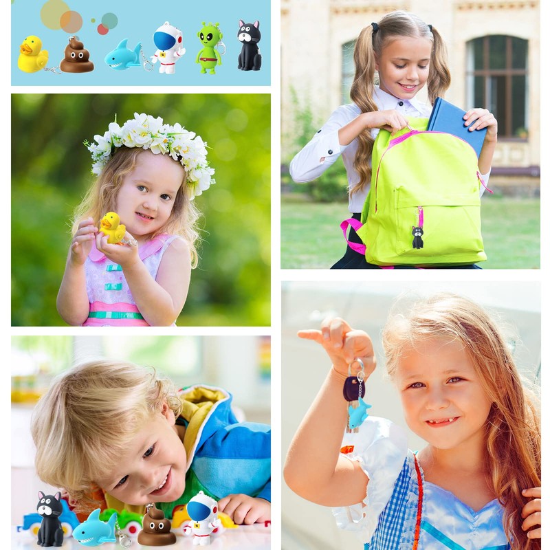 Newtay 6 Pcs Nurse Animal Flashlight Keychain Pediatric Nurse Flashlight