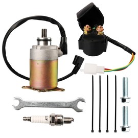 RETEPIF GY6 Starter Motor＋Starter Relay Solenoid compatible with 50cc 150cc 200cc 250cc ATV Go Karts ATV Scooter Moped Dune Buggys Quad 4 Wheelers TAOTAO Baja，4-Stroke GY6 Engine（Teeth: 9）