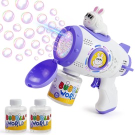 Bubble Gun Machine, Automatic Bubble Blower with Colorful Lights for Kids and Adults, Space Rabbit Bubble Maker Toys for Easter, Party Favor, Birthday Gifts