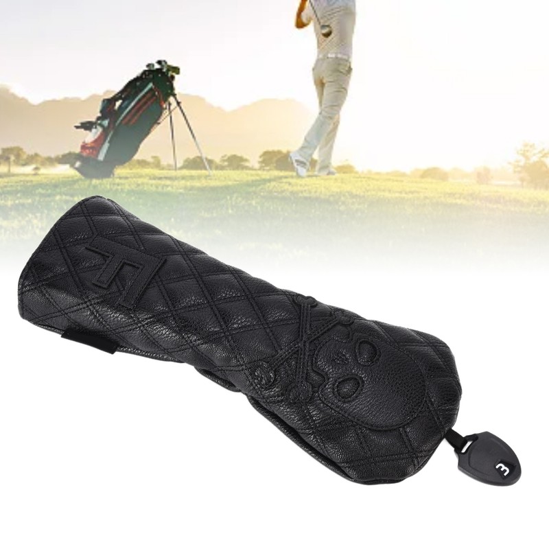PU Leather Golf Wood Head Covers Waterproof Golf Skull Pattern