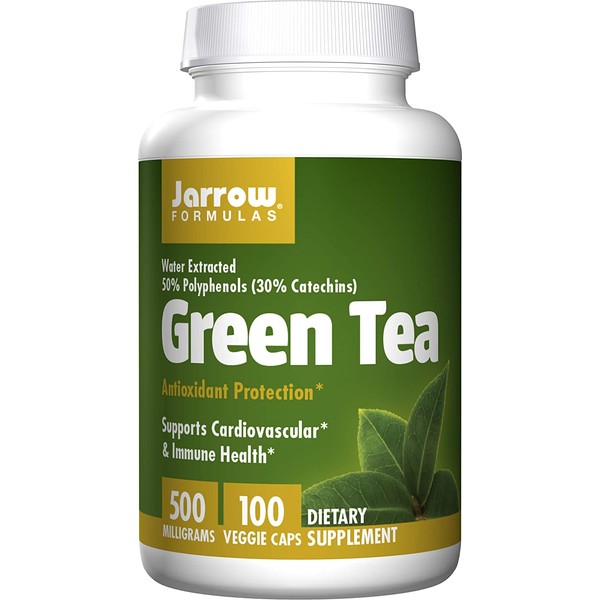 Jarrow Formulas Green Tea 500 mg, Antioxidant Support,  50% Polyphenols, Cardiovascular & Immune Health, White, 100 Count
