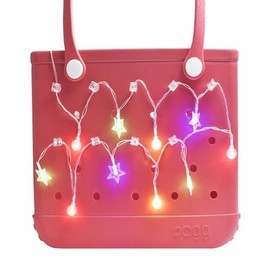 Juyeesm Beach Bag Charms Handbag Accessories -Star String Lights Battery Operated, 1.5m10 LED Star Fairy Lights Battery Operated, Compatible with Rubber Beach Bag Tote Handbag Decoration, White